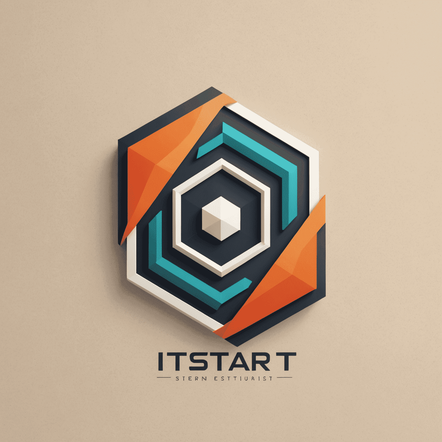 Logo firmy itstart przedstawiające nowoczesny, geometryczny design z elementami kodu i symbolami technologii