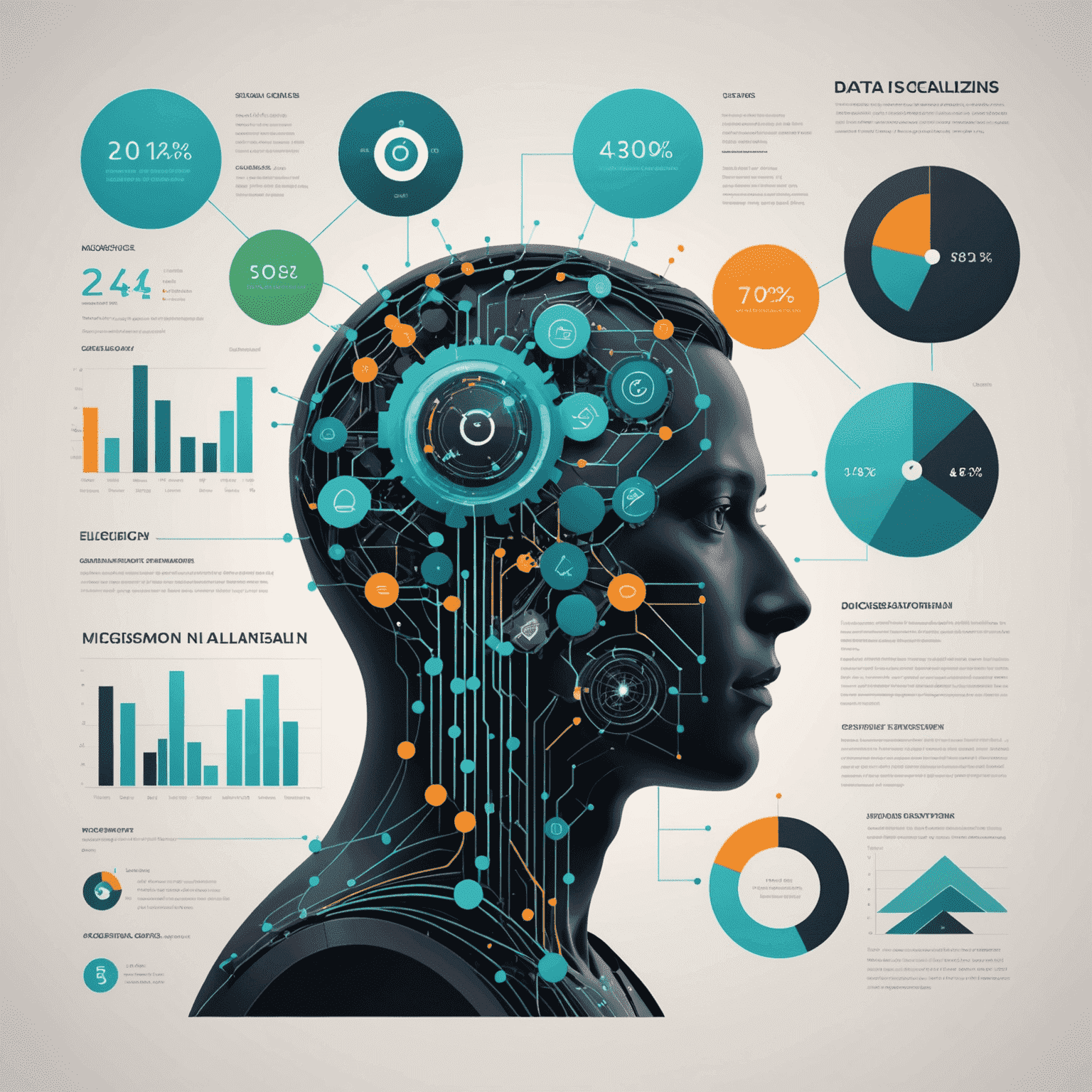 Wizualizacja danych przedstawiająca różne trendy w data science, w tym uczenie maszynowe, big data i sztuczną inteligencję